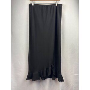 Black MSK Womens Ruffled Hem Skirt Size 16 Polyester